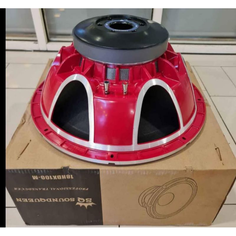 speaker subwoofer soundqueen 18inch 18HDX100-merah/coil 4"/1400 watt