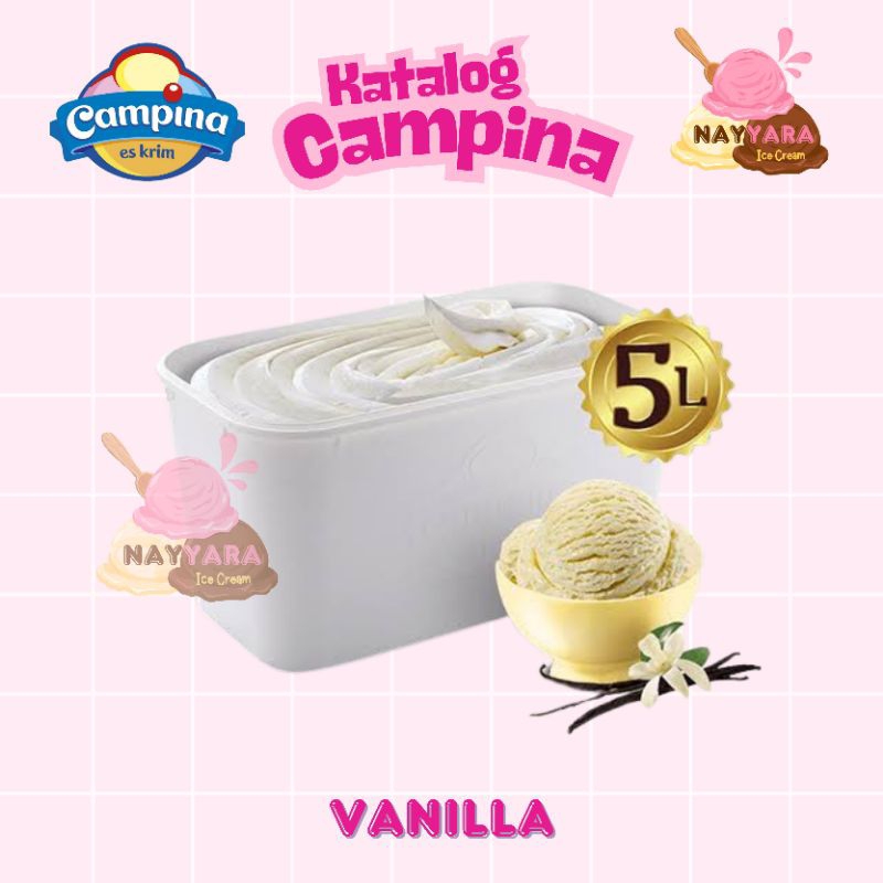 

Vanilla Campina Ice Cream 5 liter / eskrim campina vanilla 5L