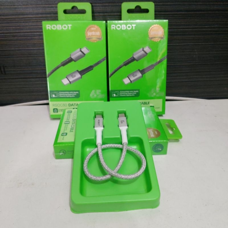 ROBOT RSCC30 DATA CABLE 30cm Type-C To Type-C Longer SR Design 65W