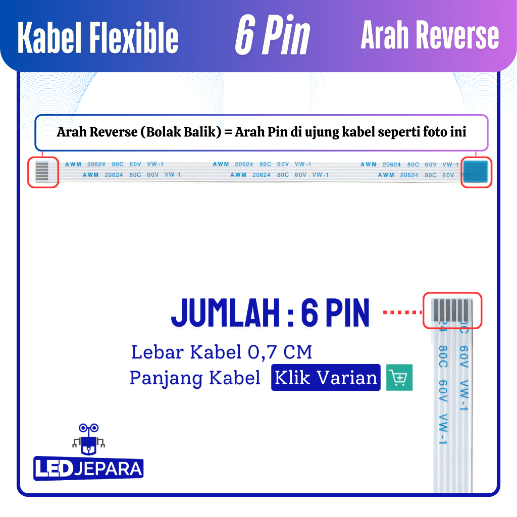 FFC Kabel Flexible SWITCH POWER Laptop HP Kabel Fleksibel Power ON OFF Laptop HP 6 PIN Lebar 7 MM Bo
