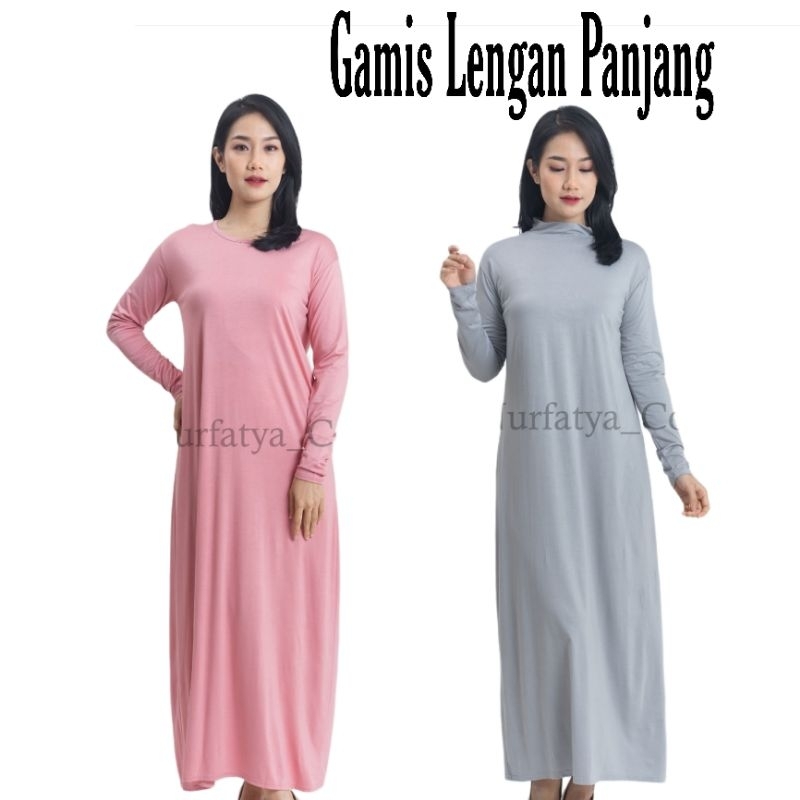 Gamis Lengan Panjang Iner Dress Wanita Bahan Rayon