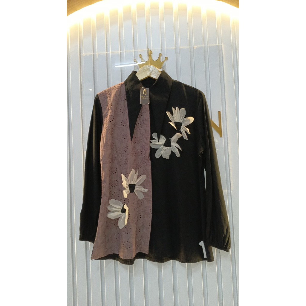 Blouse import motif  bunga - blouse premium wanita - blouse wanita korean style