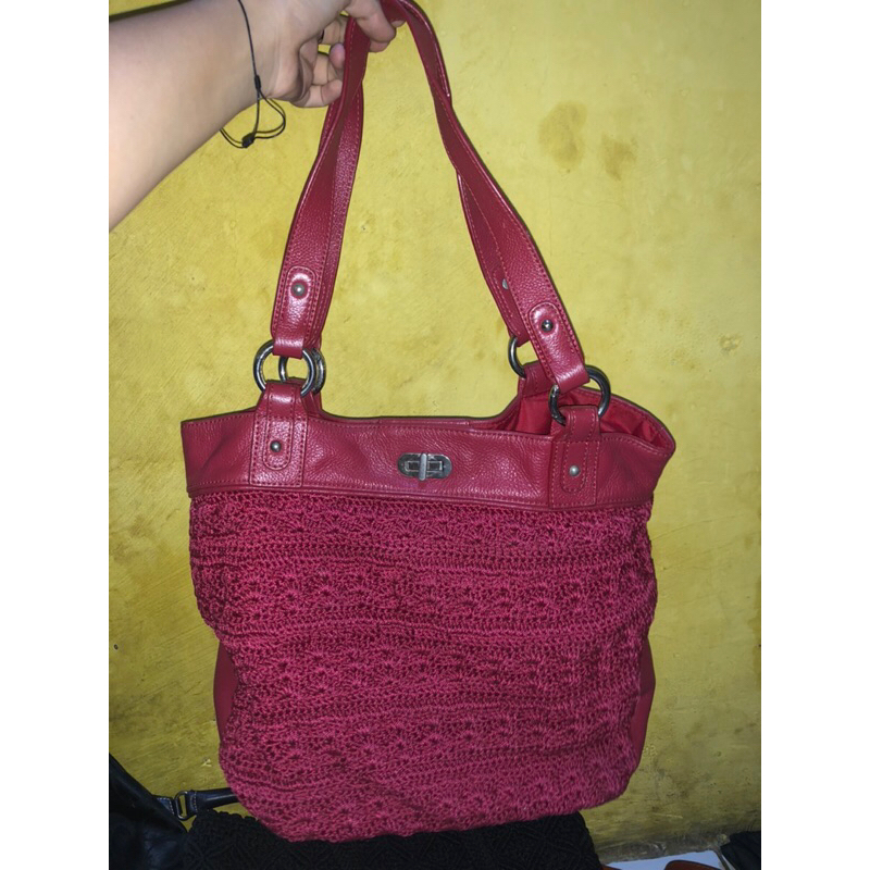 Tas Dowa Rajut Merah asli original