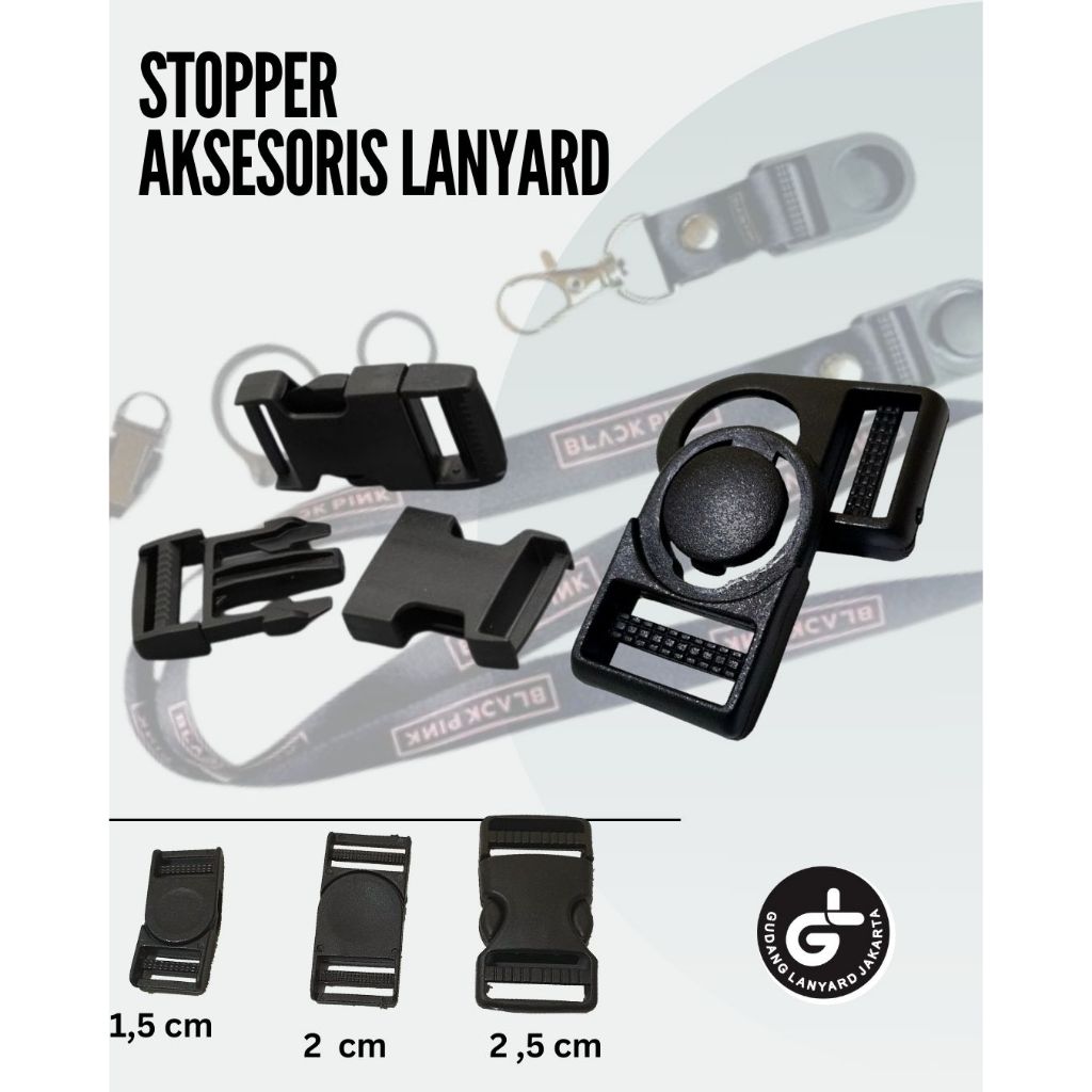 

Stoper stopper tali id card lanyard cantelan ukuran 2 cm isi 120 pcs Warna hitam