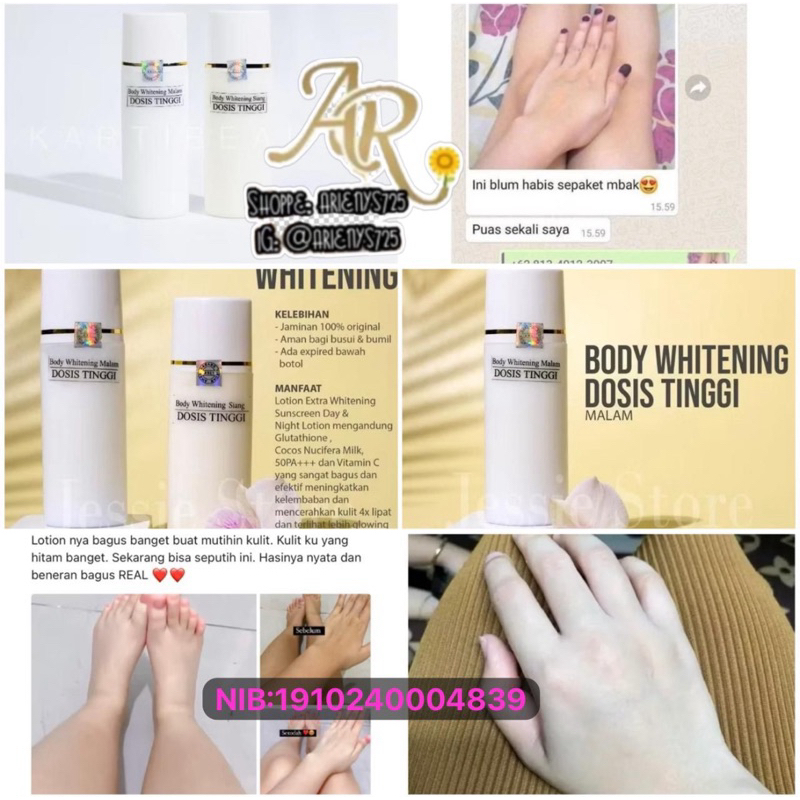 HB DOSTING PEMUTIH BADAN BY.ARIENYS RACIKAN DOKTER KULIT TERNAMA