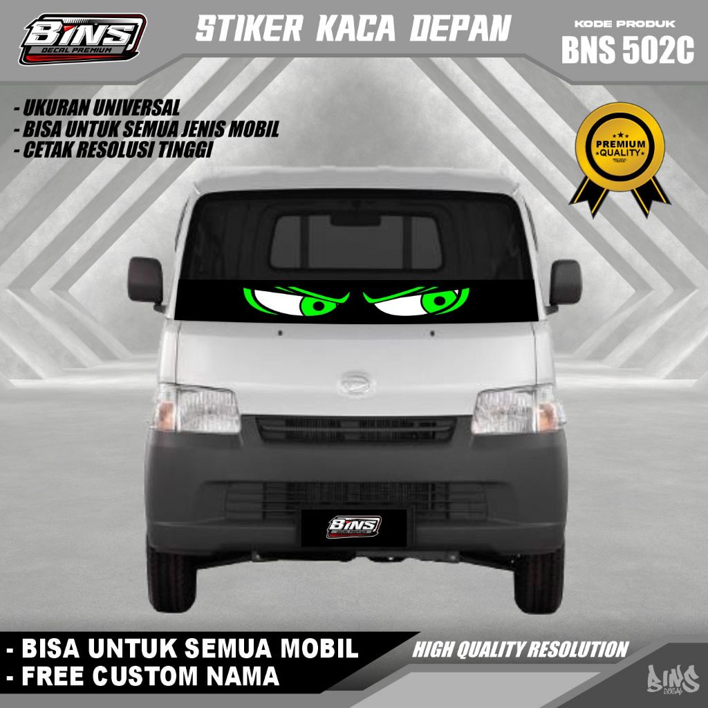 BNS502STIKER KACA DEPAN MOBIL GAMBAR MATA MODEL STROBO VIRAL LAMPU KEKINIAN