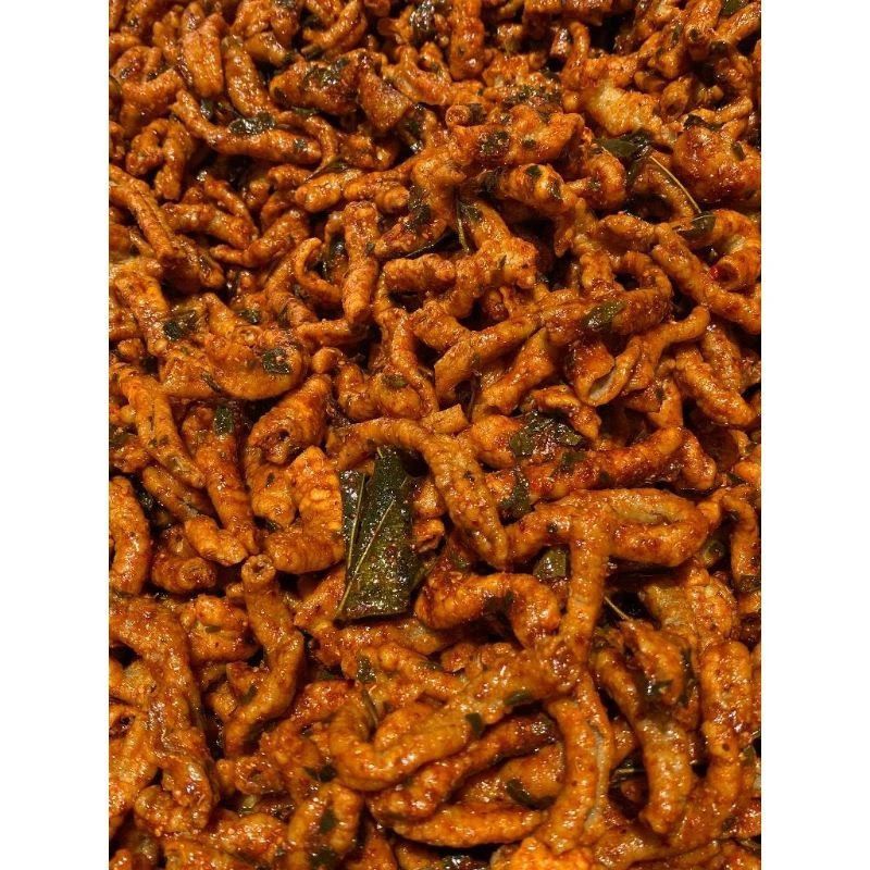 

500gram Keripik Usus Ayam Crispy Gurih Renya Orignal dan Pedas Daun Jeruk