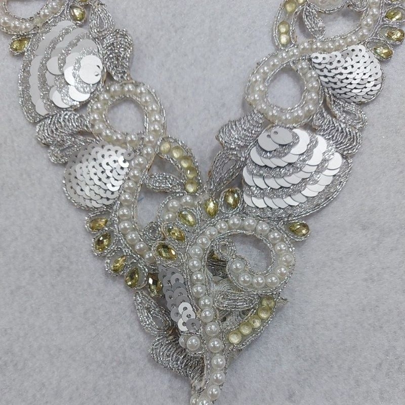 Renda India Payet SILVER MEWAH Lebar 5cm PER 50 CM