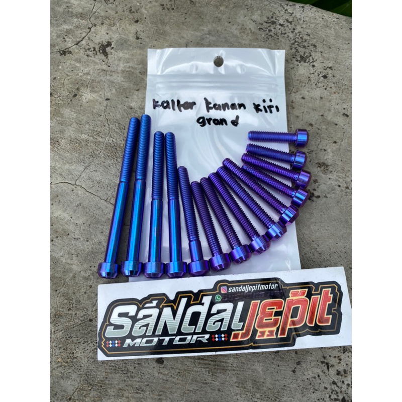 BAUT TITANIUM BLOK MESIN ASTREA GRAND SUPRA BAUT TITANIUM BLOK KALTER KANAN KIRI ASTREA GRAND SUPRA 