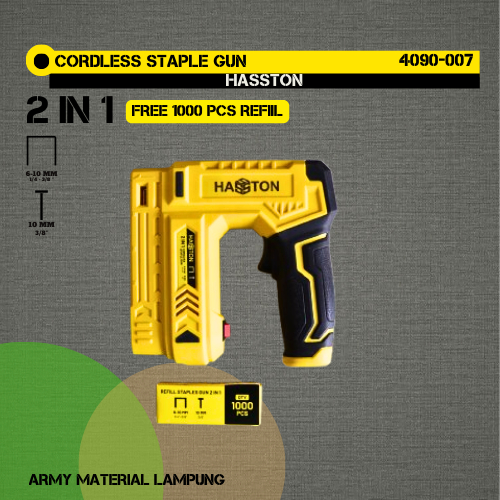 

JUAL CORDLESS STAPLE GUN 2 IN 1 STAPLES TEMBAK BATERAI 4090-007 ORIGINAL HASSTON / STAPLES GUN TACKER / SETAPLES JOK MOTOR / STAPLER TEMBAK BATERE @ARMY