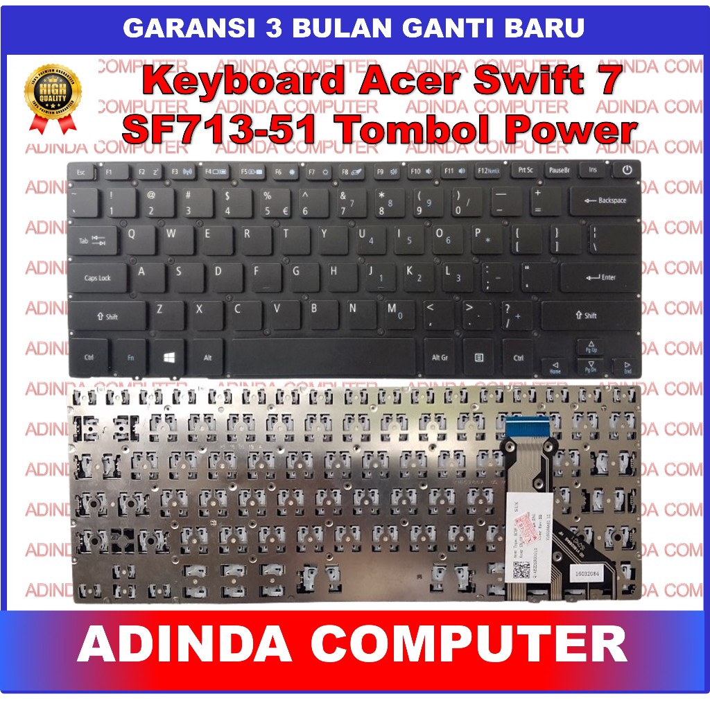 Keyboard Acer Swift 7 SF713-51 SF713-51-M51W SF714-51 SF714-52 Tombol Power