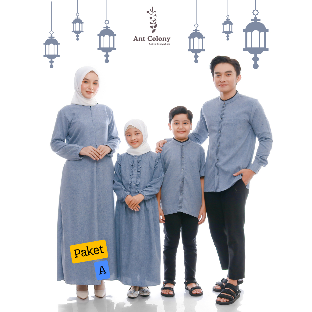 ANT COLONY BAJU IRSAN 2404 COUPLES  PAKET EKSLUSIF  BIRU | PAKET SARIMBIT IRSAN LENGAN PENDEK dan HA