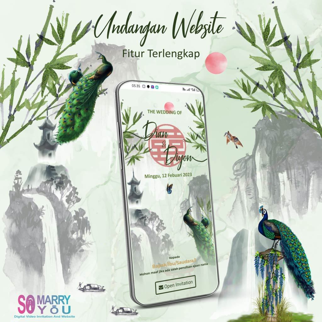 Promo Undangan Digital Website Pernikahan Chinese Nature Bambo Green Web Invitation Elegant Termurah