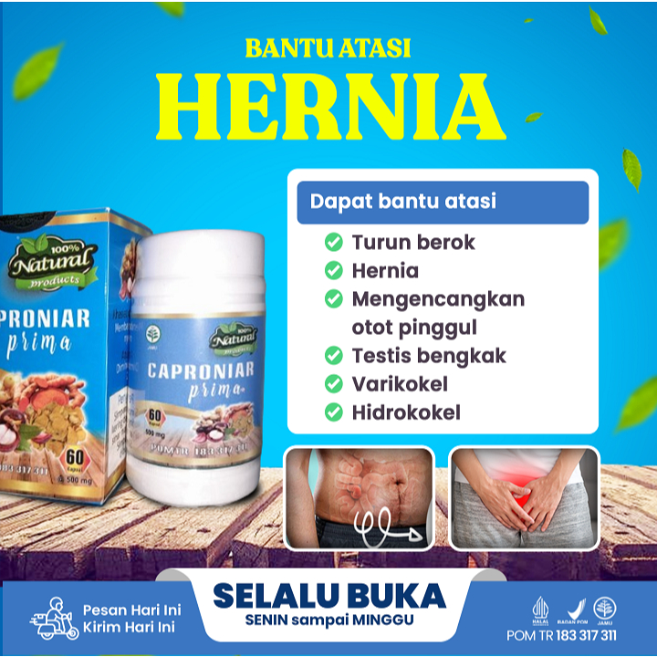 

Caproniar - Sembuhkan Hernia, Turun Berok, Otot Lemah, testis bengkak Tanpa Operasi