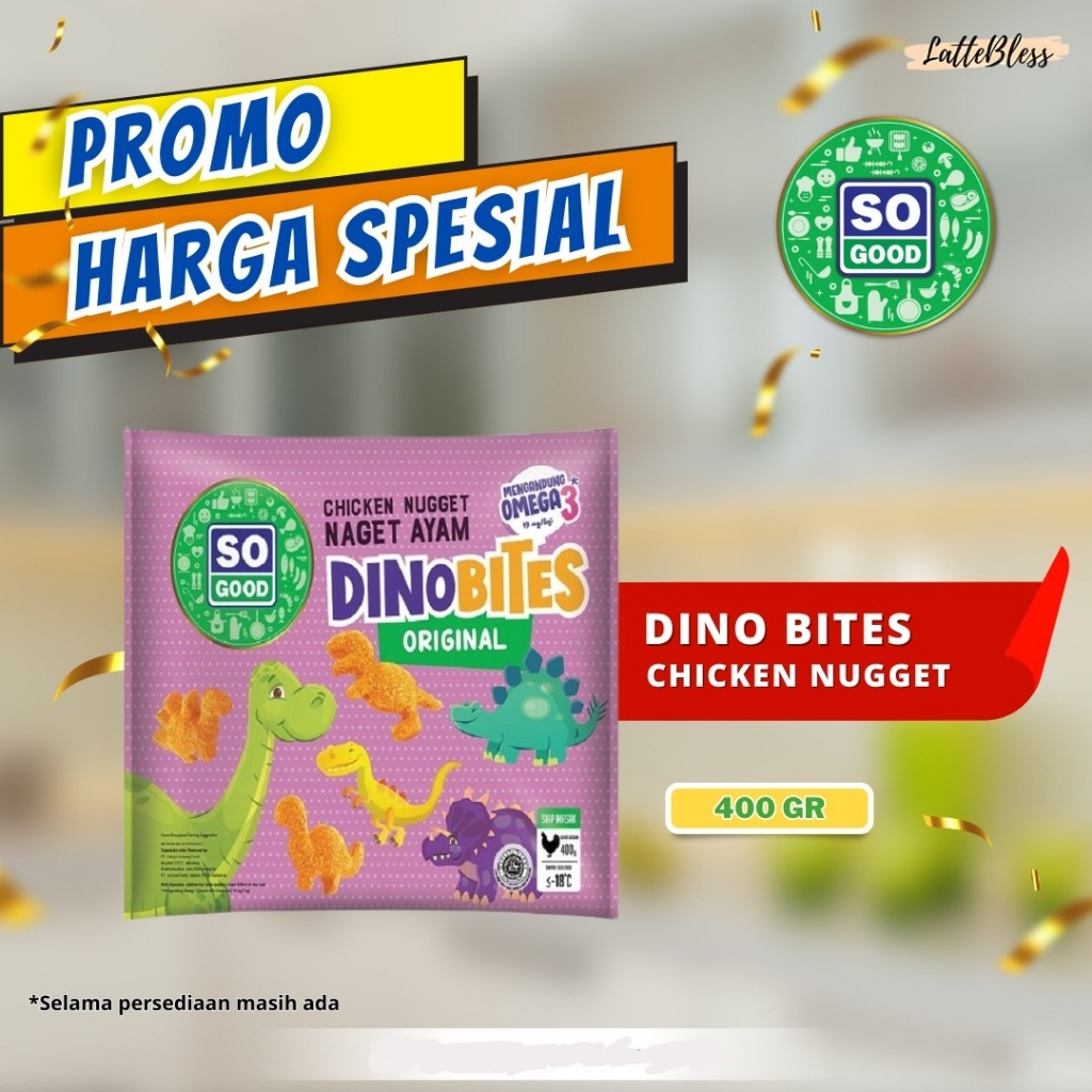 

NAGET AYAM DINOBITES SO GOOD 400GR CHICKEN NUGGET HALAL