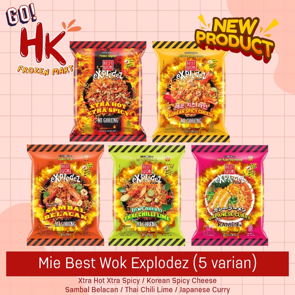 

Mie Best Wok Explodez Korean Cheese Extra Hot Spicy Sambal Belacan Thai Chili Lime Japanese Curry