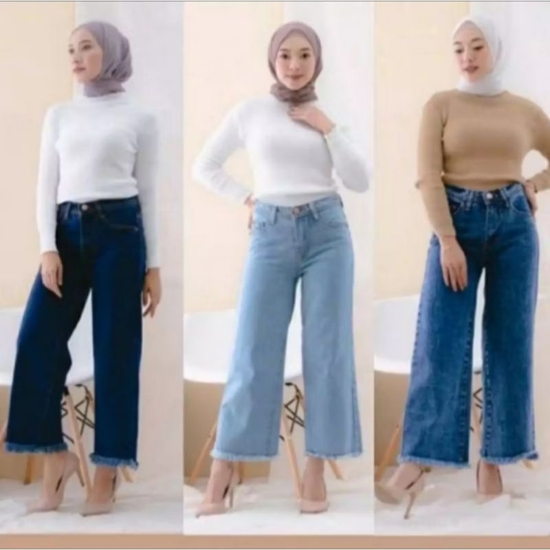 Kulot Jeans Rawis II Celana Kulot Jeans Rawis II Hight Waist  Kulot