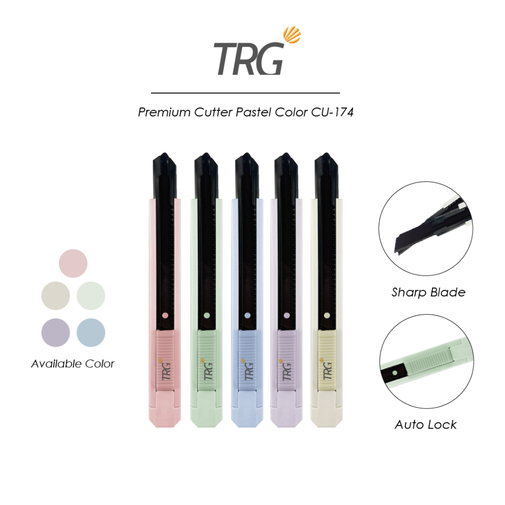 

TRG Premium Black Blade Cutter Pastel Color CU-174 - Pemotong Kertas Cuter Kecil Besi Tajam TRG