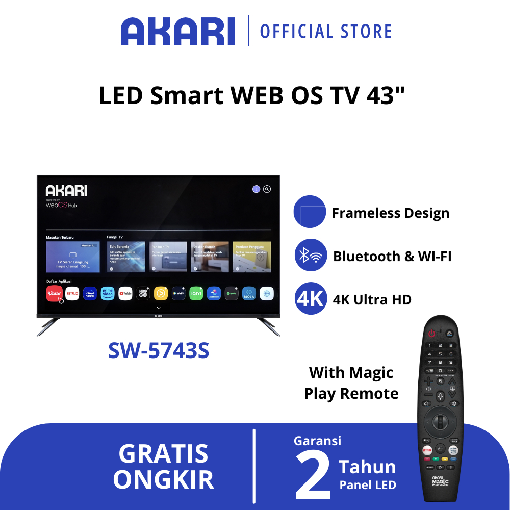 AKARI Smart TV 43 inch WEBOS UHD 4K Voice Command SW-5743S ( LED TV 43 Inch )