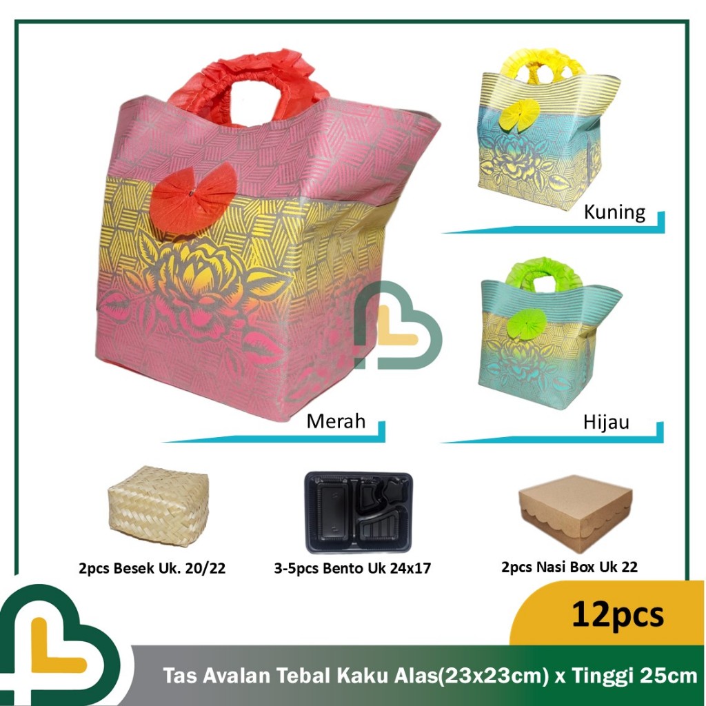 

12pc Tas Kain Avalan Spunbond Pita Tebal Kaku Hajatan Syukuran Besekan 22x22cm