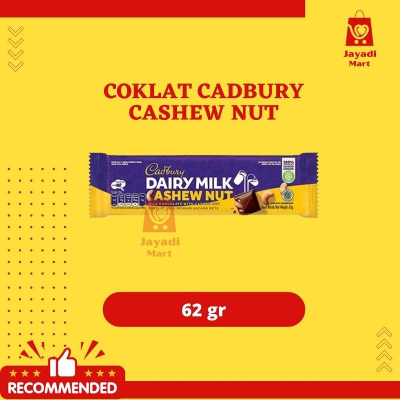 

CADBURY COKLAT DAIRY MILK / CASHEW NUTS/ BLACKFOREST /FRUIT & NUTS 62gr