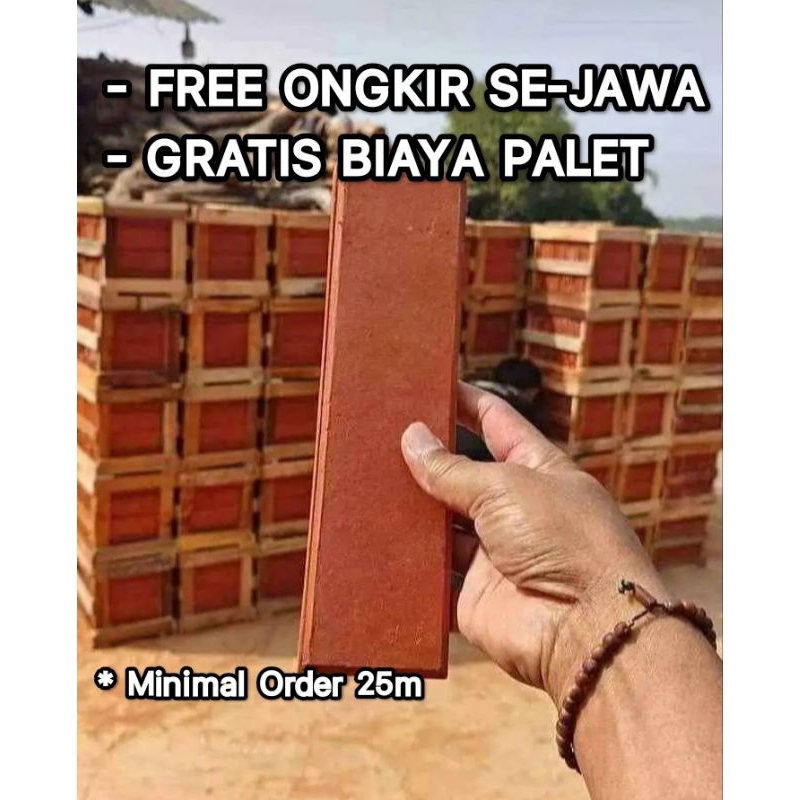 Bata Tempel Dinding Terakota Bata Hias Natural 6x24cm
