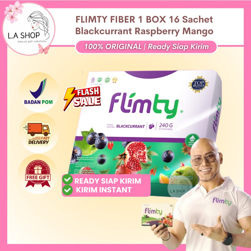 FLIMTY Fiber 1 Box 16 Sachet | Flimty Blackcurrant Raspberry Mangga | Agen Resmi Flimty 100% Origina