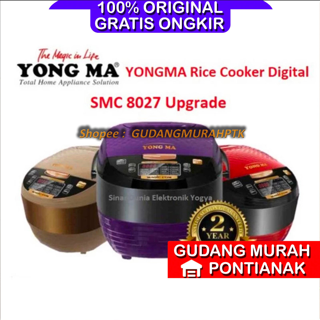 Ricecooker Yong Ma digital SMC 8027/ 7047 MERAH kilat penanak nasi magicom mejikom