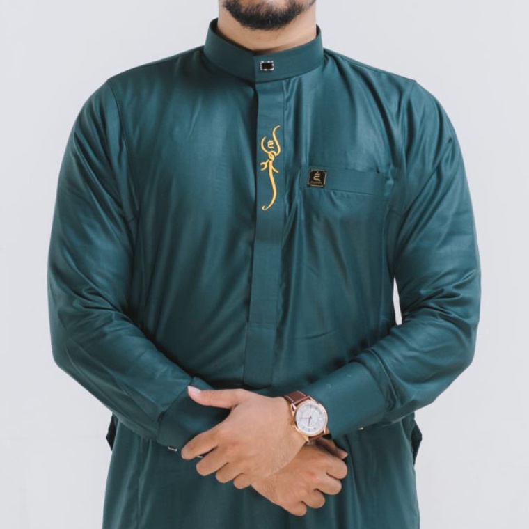 SALEE COD JUBAH THOBE 7 ELGHAZI ZAFIQ COTTON GAMIS PRIA SLIMFIT JUBAH KEKINIAN BORDIR DADA REGULER M