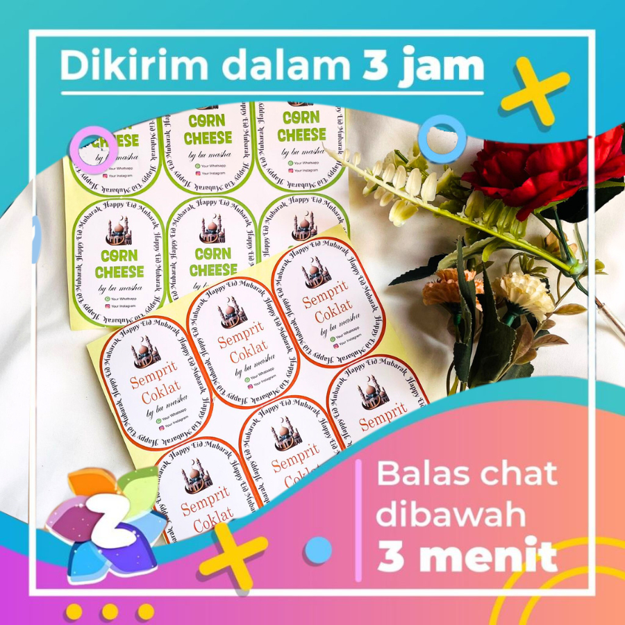 

Label Hampers Lebaran Idul Fitri Free Desain Zennida Sticker Toples Kue Kering Custom Bentuk Oval
