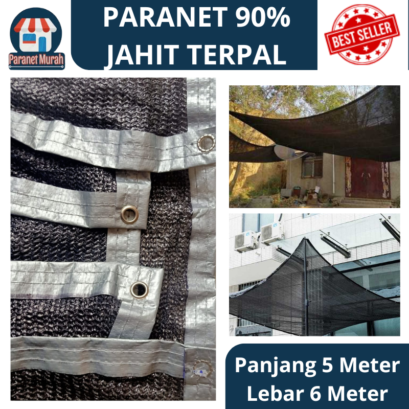 Jaring Paranet 90% Panjang 5 Meter x Lebar 6 Meter ( Paranet Jahit + Lubang Pengait )