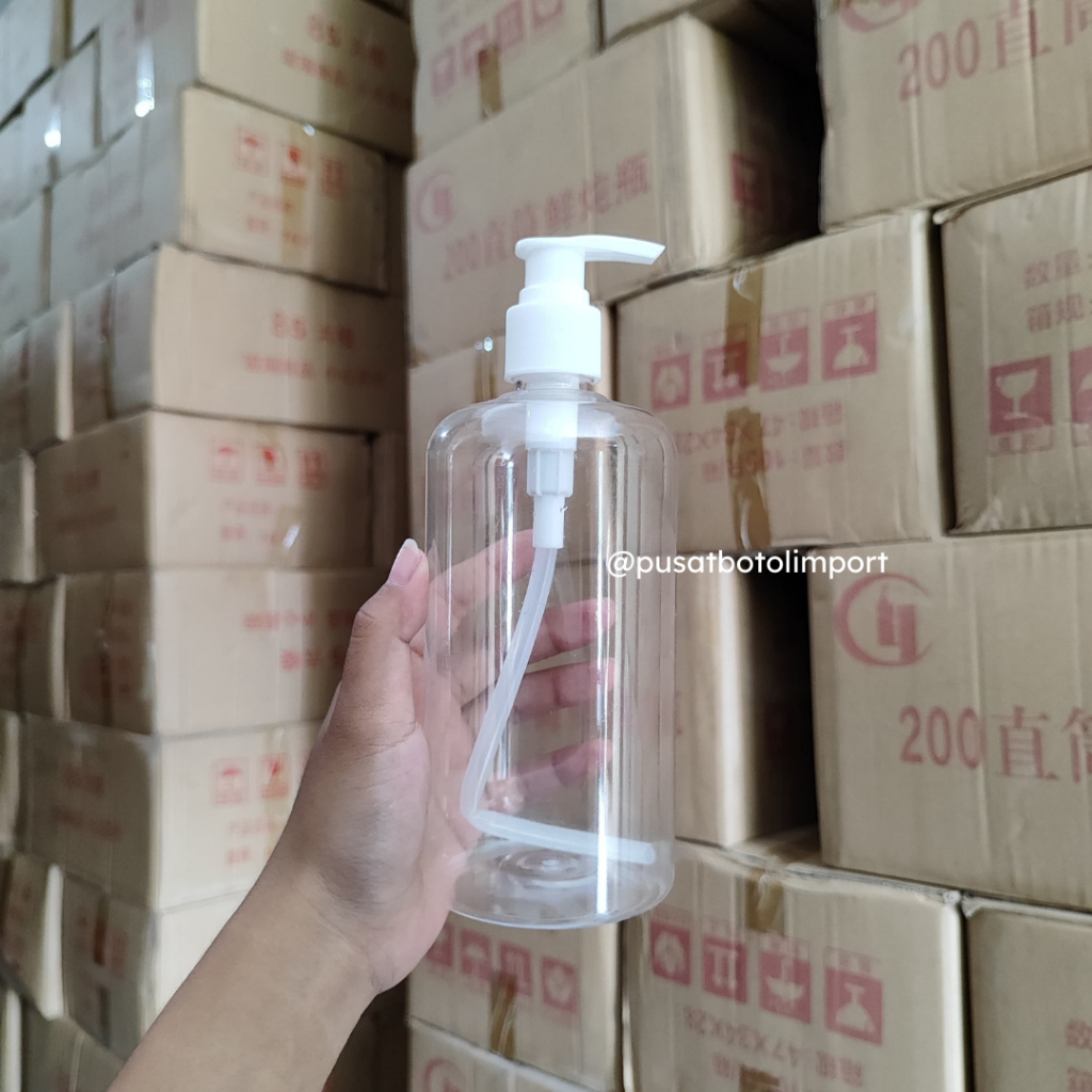 Botol Plastik Bening 500ml / Botol Pump Bening 500ml - PM02B
