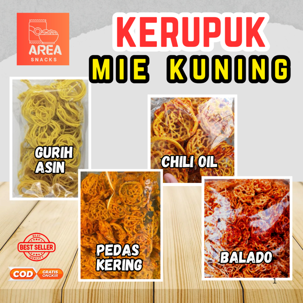 

KERUPUK MIE DAUN JERUK/PEDAS/ASIN GURIH/BALADO/PEDAS CHILI OIL/1 KG/500 GR/250 GR/ ENAK NIKMAT