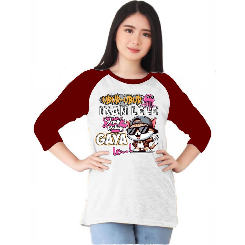 Kaos Raglan Wanita Sablon Ubur-ubur / Kaos Raglan Wanita / Kaos Raglan Lengan 3/4 kaos raglan
