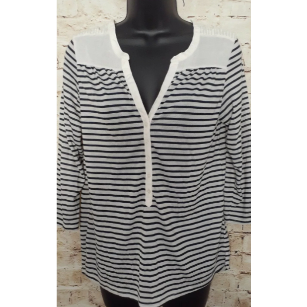 Preloved H&M Henley Shirt Striped Top size M