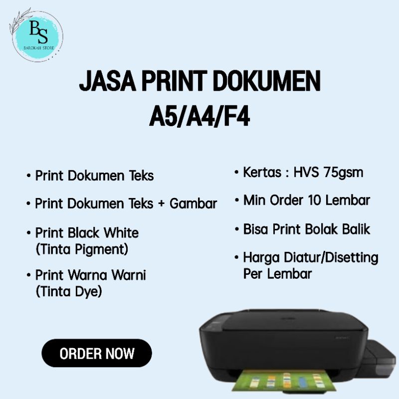 

Print Dokumen A5, A4 dan F4 (Min Pembelian 150 Lembar)