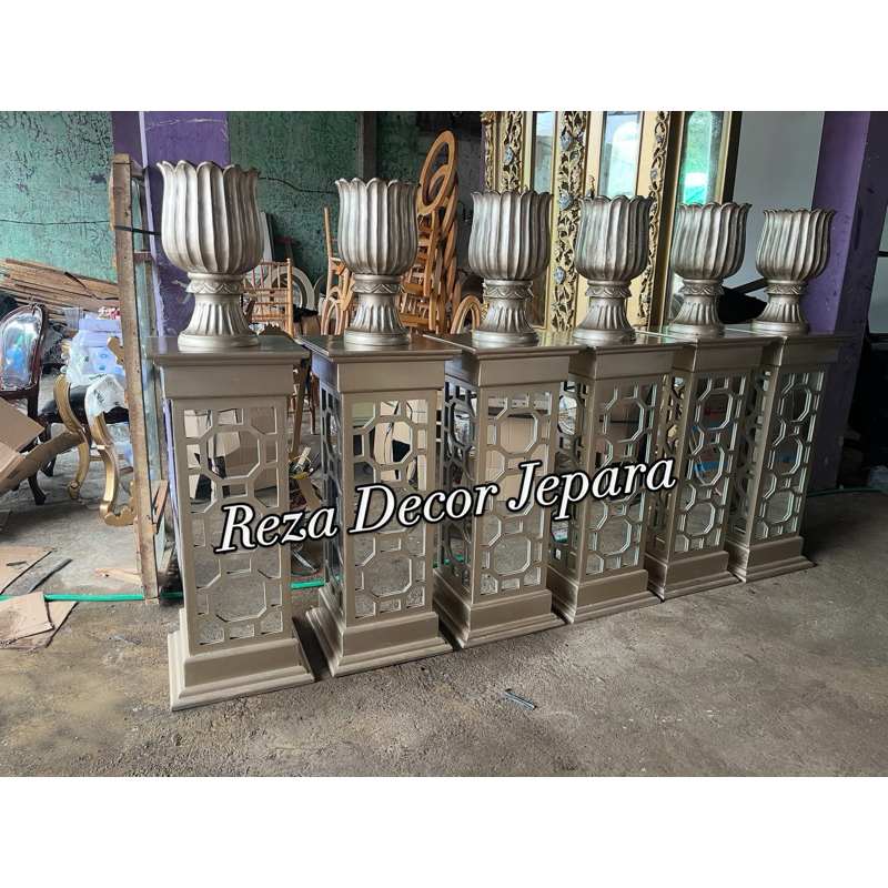 standing kaca dekorasi pelaminan , standing flower