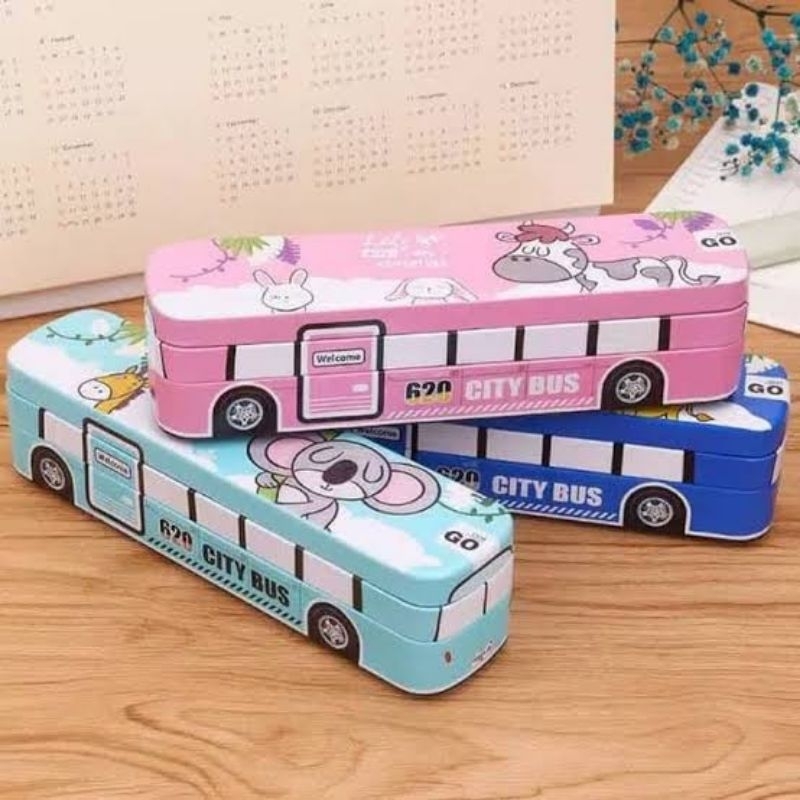 

34) Kotak Pensil Bentuk Bis Warna Tosca