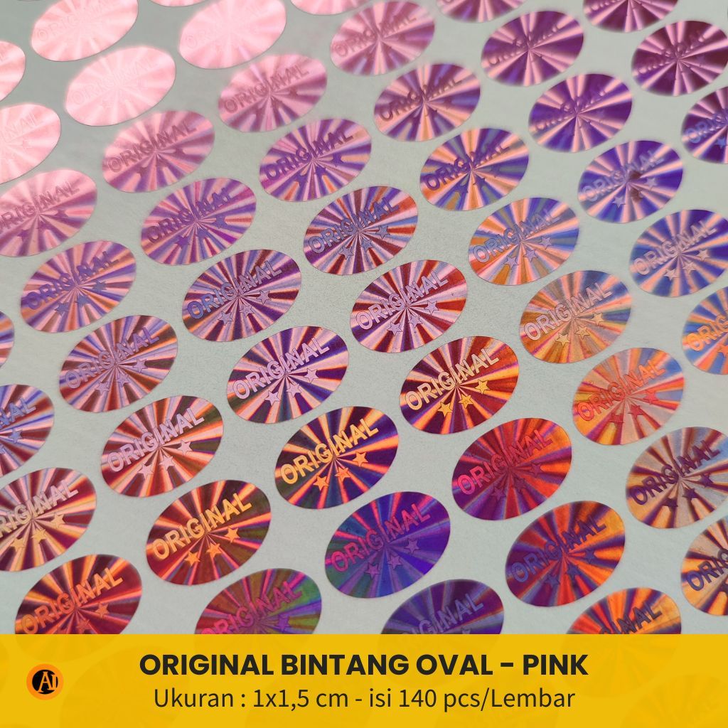 

Stiker Hologram Original Bintang 3 Oval Pink