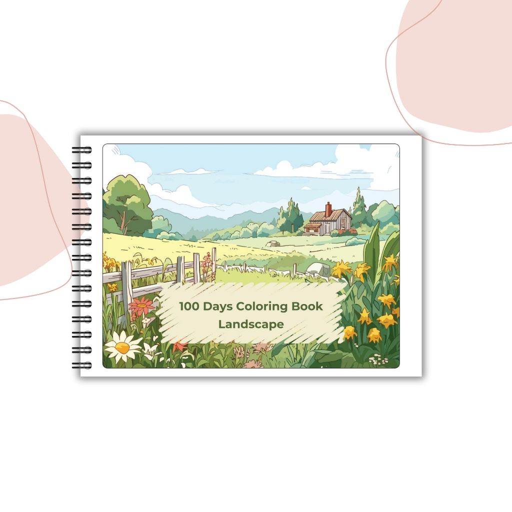 

100 Days Coloring Book Landscape 100 hari Buku mewarnai pemandangan alam