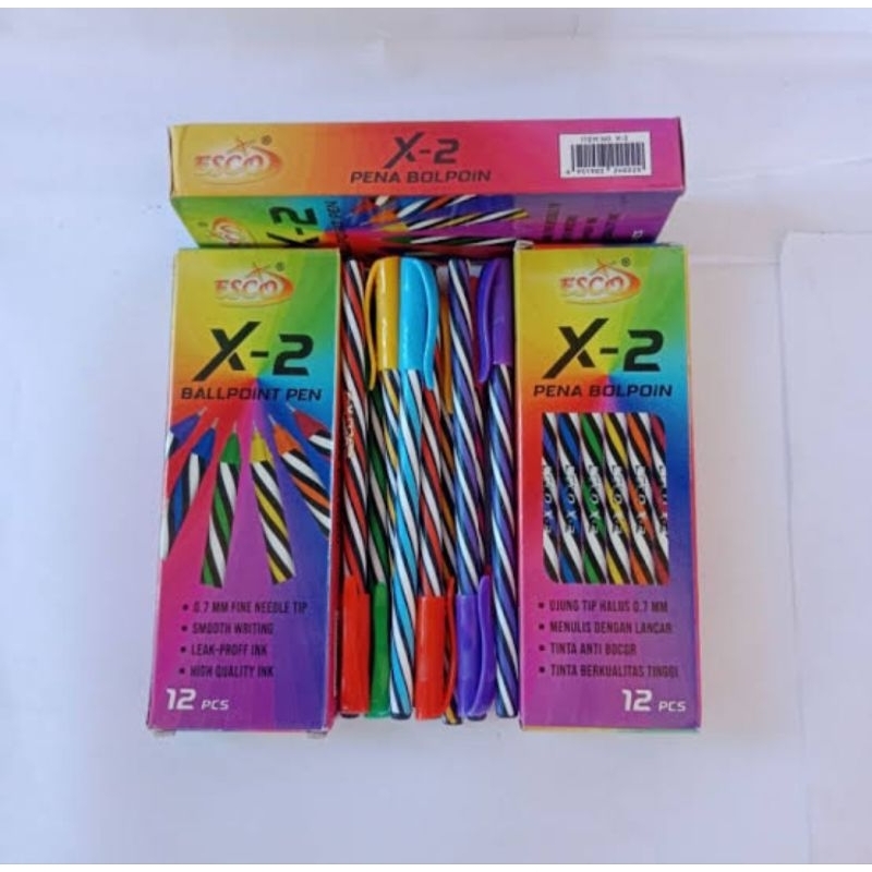 

[GROSS 12 BOX] PULPEN ESCO X-1, X-2, X4 ULIR SPIRAL / BALLPOINT / BOLPEN / PENA