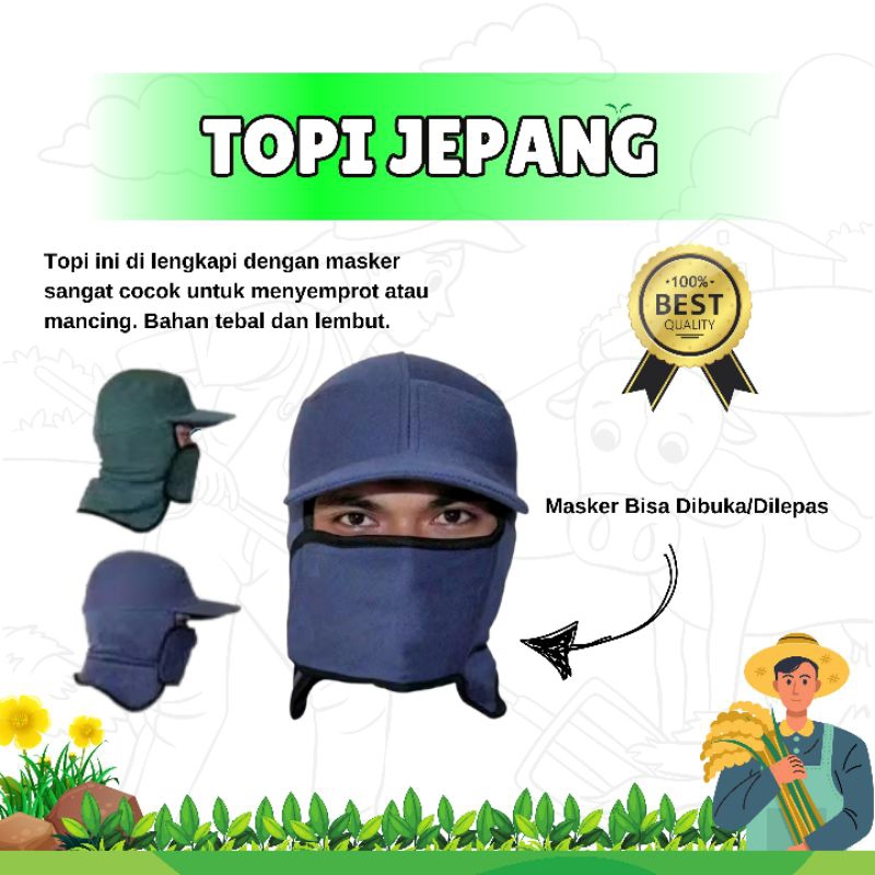 TOPI JEPANG/TOPI NGARET/TOPI SAWAH TOPI MASKER TOPI MANCING TOPI ANTI UV Topi Jepang Topi Pancing