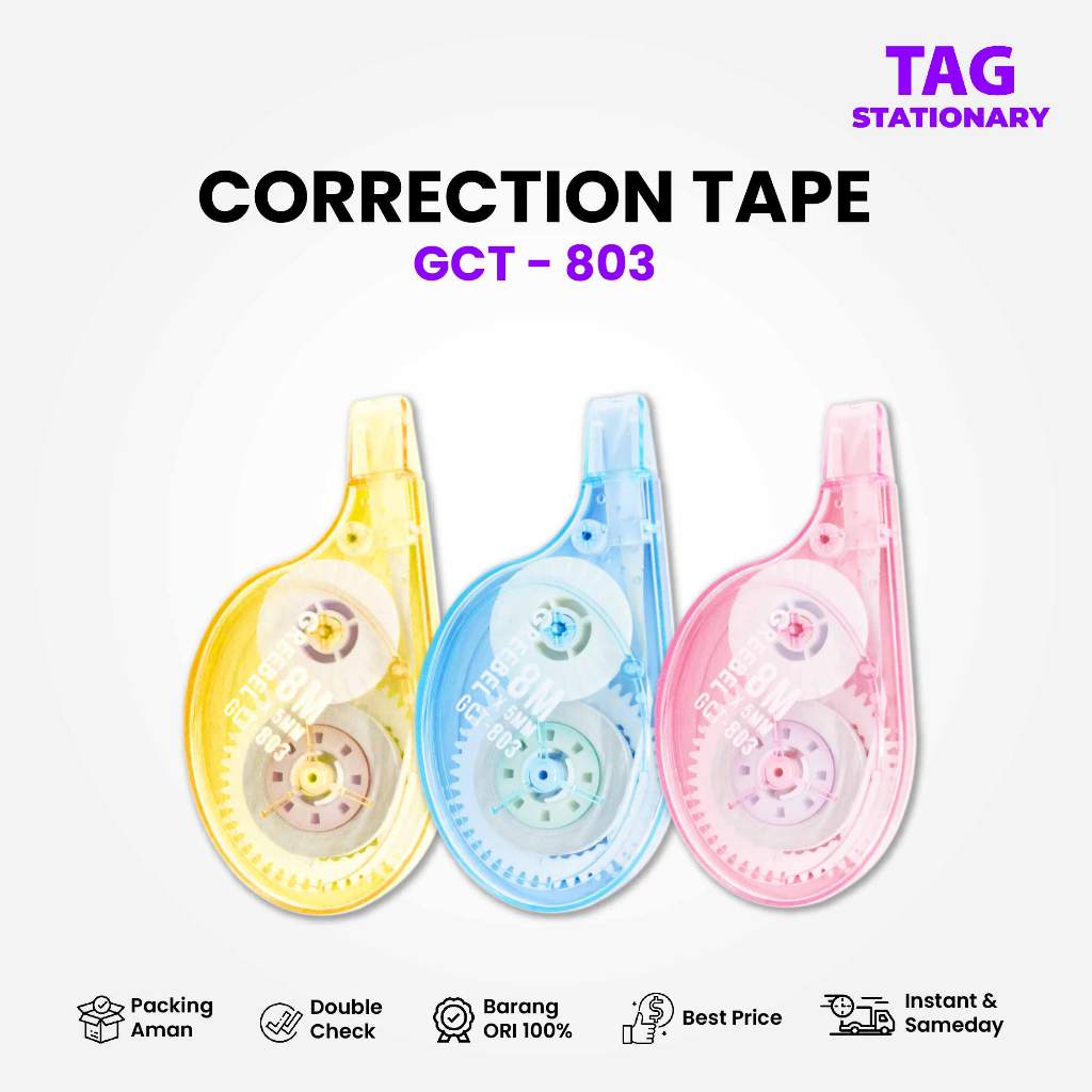 

GREEBEL Correction Tape Tip Ex Kertas GCT-803 / Correction Tape Timur Agung Grosir