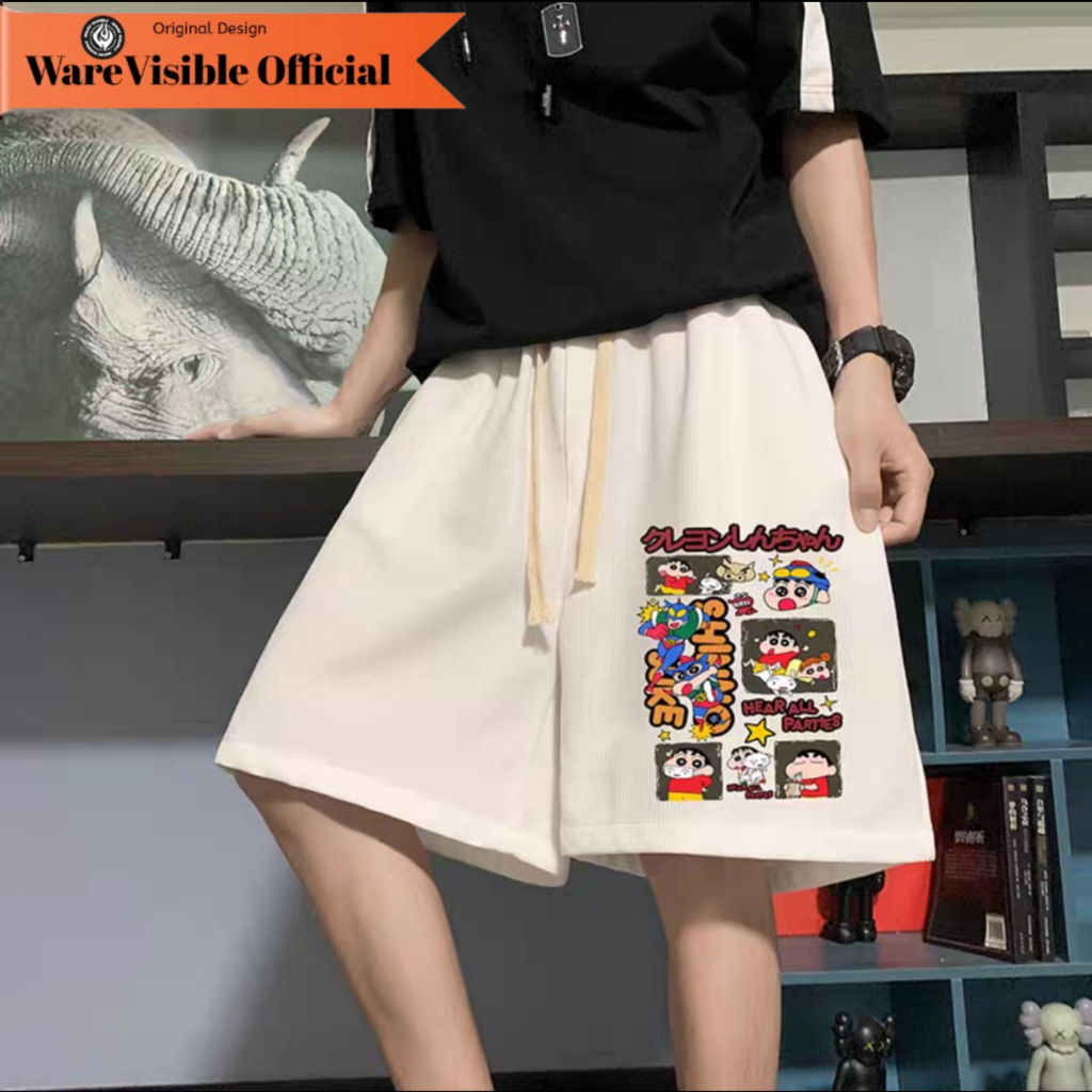 WareVisible Celana Pendek HARE ALL Outfit Pria-Wanita Oversize Fleece Korean Style Original