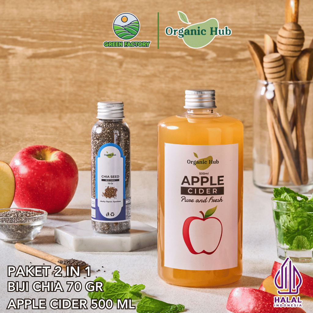 

Organic Hub Paket Bundling 2in1 Cuka apel 500 ml dan Chia Seed 70 gram Apple Cider Vinegar Chiaseed