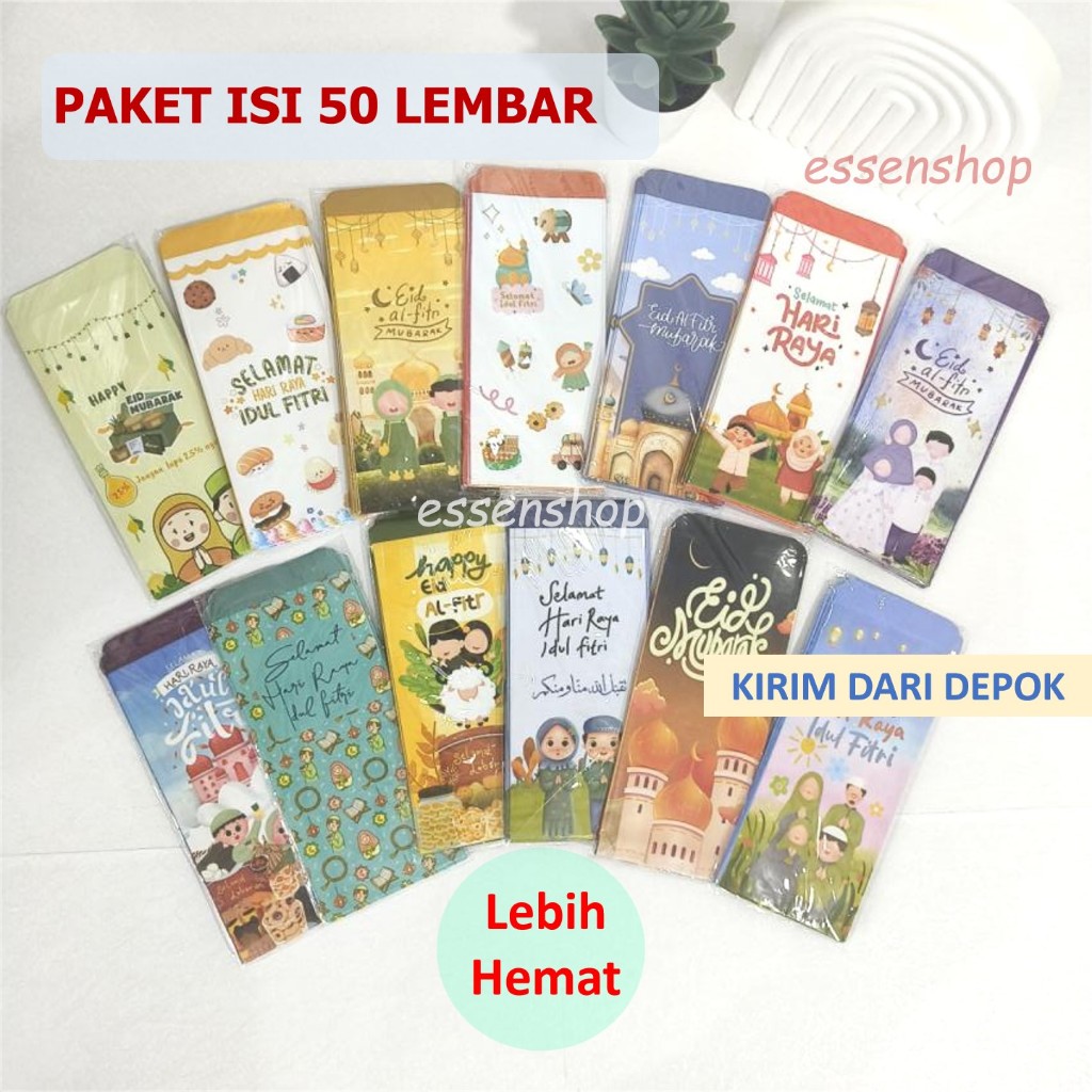 

Dck Amplop lebaran panjang aesthetic unik 2025 isi 50 lembar lebih hemat uang tidak dilipat
