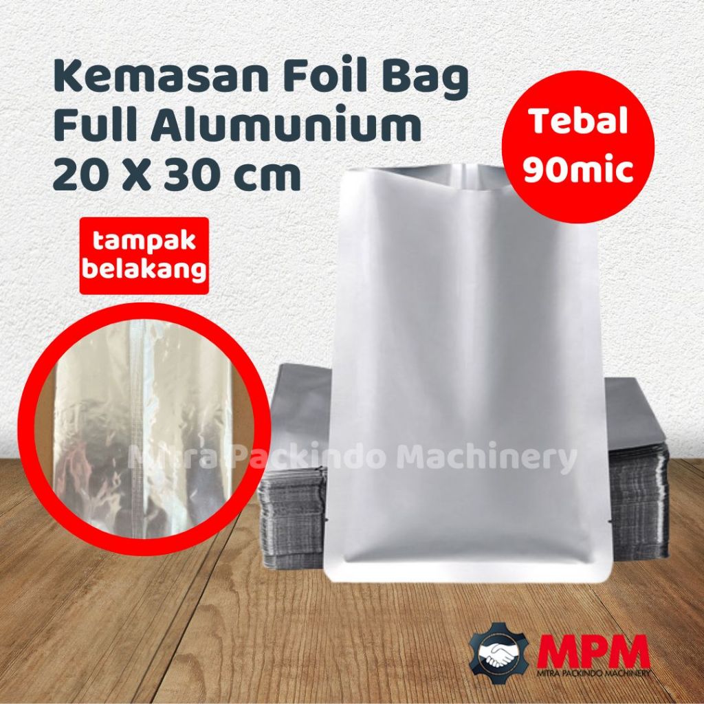 Kemasan Aluminium Foil 20x30 Seal T | Kantong Makanan Cemilan Bubuk Minuman