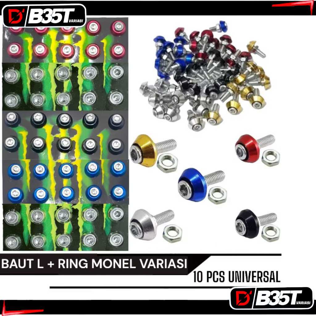 BAUT L PLUS MONEL RING 10 PCS DRAT 10 BAUT BODY BAUT PLAT NOMOR BAUT TAMENG DASI DEPAN MIO SMILE SPO