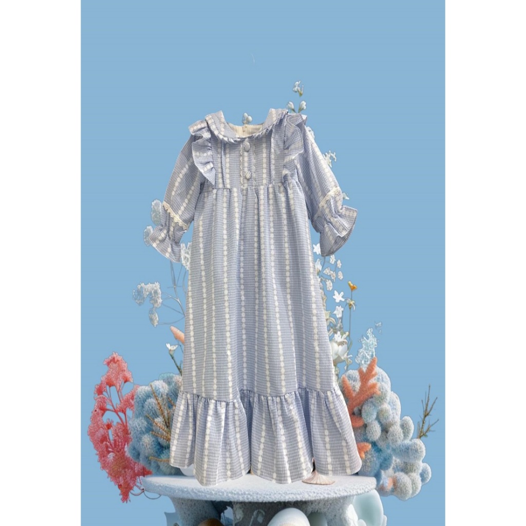 Princessa Flami Cotton Blue Cotton Muslim Dress G1132