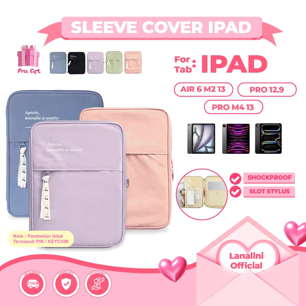 iPad 11th 2025 Air 6 11" 13" M2 2024 Case Sleeve Protector Tab Apple ipad Pro 11 M 2 M1 M4 2024 2 3 